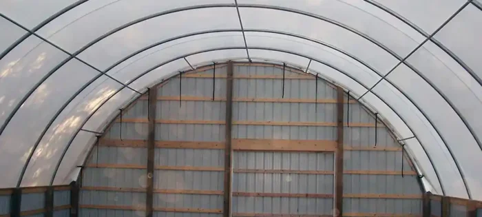 home-cor-2 Hoop shed with wood framed end wall