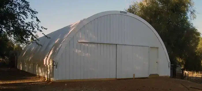 home-cor-3 hoop building with sliding door