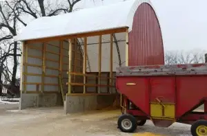 32 wide open sided hoop shed used for storing commoddities