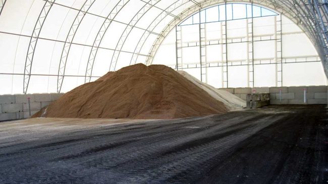 sand pile in a county sand shed